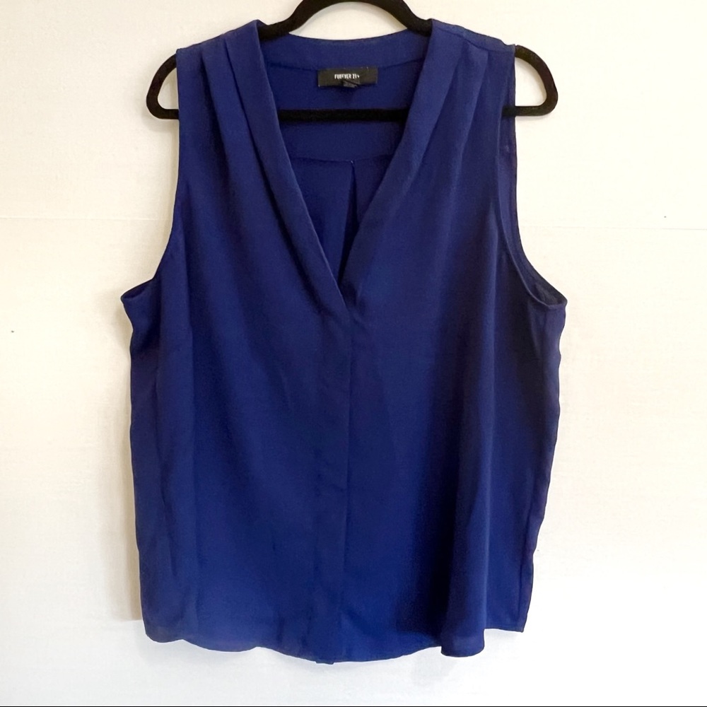 Forever 21 + Blue Sleeveless Blouse